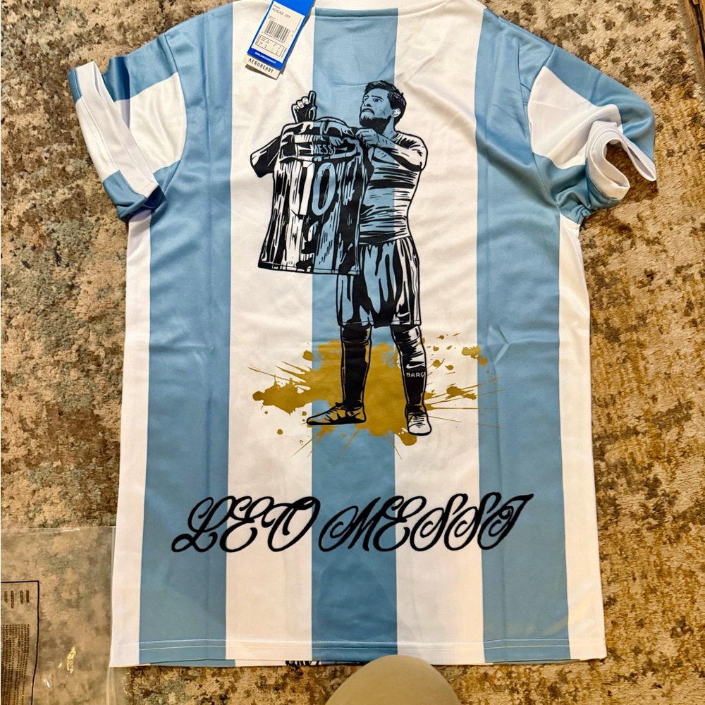 adidas Messi Argentina  Sky Blue and White Graphic Jersey